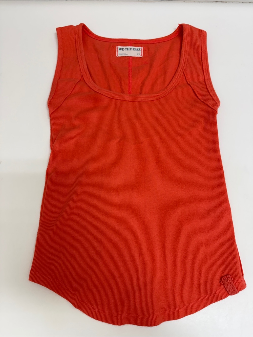 We The Free Orange Scoop Neck Ribbed Tank